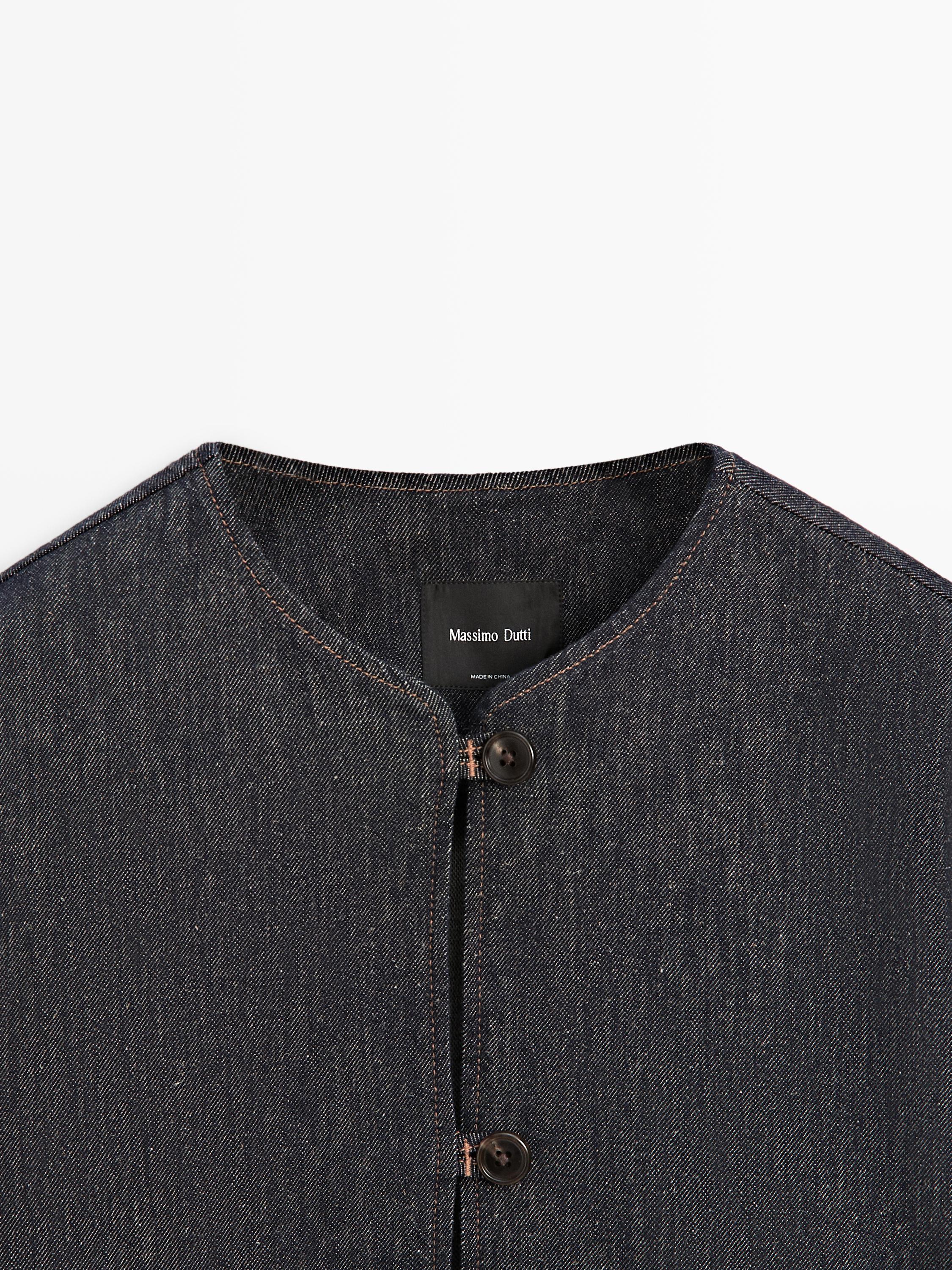 Short cotton blend denim jacket